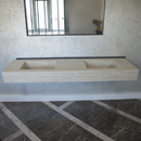 HANDCRAFTED INFINITY TRAVERTINO CHIARO HIGH ENGINEERED PORCELAIN DOUBLE SINK (ES-099)