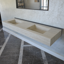 HANDCRAFTED INFINITY TRAVERTINO CHIARO HIGH ENGINEERED PORCELAIN DOUBLE SINK (ES-099)