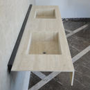 HANDCRAFTED INFINITY TRAVERTINO CHIARO HIGH ENGINEERED PORCELAIN DOUBLE SINK (ES-099)