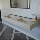 HANDCRAFTED INFINITY TRAVERTINO CHIARO HIGH ENGINEERED PORCELAIN DOUBLE SINK (ES-099)