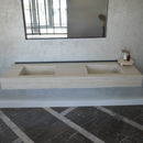 HANDCRAFTED INFINITY TRAVERTINO CHIARO HIGH ENGINEERED PORCELAIN DOUBLE SINK (ES-099)