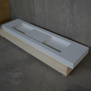HANDCRAFTED CUSTOM WHITE QUARTZ DOUBLE SINK (QU-121)