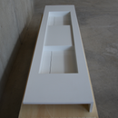 HANDCRAFTED CUSTOM WHITE QUARTZ DOUBLE SINK (QU-121)
