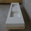 HANDCRAFTED CUSTOM WHITE QUARTZ DOUBLE SINK (QU-121)