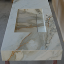 HANDCRAFTED CALACATTA HERMITAGE MATTE HIGH ENGINEERED PORCELAIN DOUBLE SINK (ES-146)