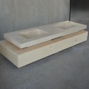 HANDCRAFTED CUSTOM CROSS CUT TRAVERTINE DOUBLE SINK (TR-109)