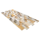 DaVinci 3D Onyx Travertine Ledger 3D Panel 6"x24" Honed and Split-face mixed Natural Wall Tile multiple panels profile view