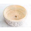 Denizli Beige Travertine Rustic Stone Round Above Vanity Bathroom Sink (D)16" (H)6" angle view