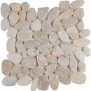 Dorado river rock 12X12 tumbled marble mesh mounted mosaic tile SMOT-PEB-DORADO product shot multiple tiles close up view