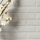 Dove gray beveled 12x12 glossy ceramic meshmounted mosaic wall tile  msi collection SMOT-PT-DG-2X6B room shot bathroom show piece view 4