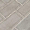 Dove gray handcrafted 3x6 glossy ceramic gray subway tile SMOT PT DG36 product shot angle view