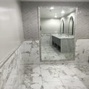 Dove gray handcrafted 3x6 glossy ceramic gray subway tile SMOT-PT-DG36 product shot bathroom wall view