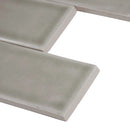 Dove gray handcrafted 3x6 glossy ceramic gray subway tile SMOT-PT-DG36 product shot profile view