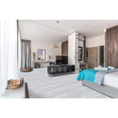 Dove oak rigid core luxury vinyl plank flooring 7x48 SPC20100748-22M installed on hotel room floor