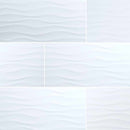 Dymo wavy white 12 x 24 glazed ceramic wall tile msi collection NDYMWAVWHI1224G product shot one tile top view