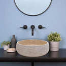 GMSTONE Beige Travertine Handcrafted Bathroom Vessel Sink 16 Inch