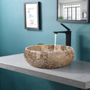 Valencia Beige Round Travertine Vessel Sink 16 Inch Stone Bathroom Vanity Top Polished