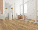 SPC Vinyl Rigid Core 7" Width 60" RL, 8mm Thick, 2mm IXPE Eligo Clay Galea Floors - Mazzia Collection Product shoot wash room view