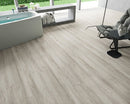 SPC Vinyl Rigid Core 7" Width 60" RL, 6mm Thick, 1.5mm IXPE Elite Sepia Silva Floors - Mazzia Collection Product shoot Wash Room view