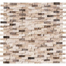 Emperador blend split face 12X12 marble mesh mounted mosaic wall tile SMOT-EMPB-SFIL10MM product shot multiple tiles close up view