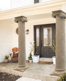 Emperador light marble hand-carved column installed inside house 20x24x101 MEGCL02 installed entrance house