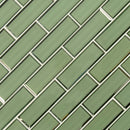 Evergreen beveled subway 11.73 x 11.73 glass mesh mounted mosaic tile 2 X6 SMOT-GLSST-EVEBEV8MM product shot multiple tiles angle view