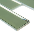 Evergreen beveled subway 11.73 x 11.73 glass mesh mounted mosaic tile 2 X6 SMOT-GLSST-EVEBEV8MM product shot one tile profile view
