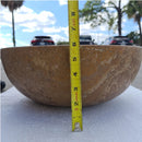 Fontane Dark Walnut Travertine Natural Stone Under-mount Sink Honed and Filled (D)16" (H)6"