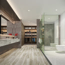 SPC Vinyl Rigid Core 7" Width 60" RL, 6mm Thick, 1.5mm IXPE Fortified Stone Veritas Floors - Mazzia Collection Product shoot washroom view