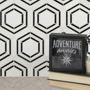 Georama nero 12.63 in x 14.38 in polished marble meshmounted mosaic tile SMOT-GEORAMA-NEROP product shot lobby view 2