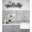 Georama nero 12.63X14.38 polished marble mesh mounted mosaic tile SMOT-GEORAMA-NEROP product shot kitchen view