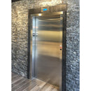 Glacial black splitface ledger corner 6X18 natural marble wall til LPNLMGLABLK618COR product shot wall view