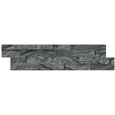 Glacial black splitface ledger panel 6X24 natural marble wall tile LPNLMGLABLK624 product shot multiple tiles close up view