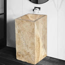 Honed Gold Travertine Rectangular Bathroom Pedestal Sink 14x21