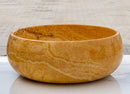 Golden Sienna Travertine Natural Stone Vessel Sink Filled and Polished (D)16" (H)6" side view