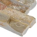 Golden white splitface ledger corner 6X18 natural quartzite wall tile LPNLQGLDWHI618COR product shot profile view