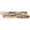 Golden white splitface ledger panel 6X24 natural quartzite wall tile LPNLQGLDWHI624 product shot multiple tiles close up view