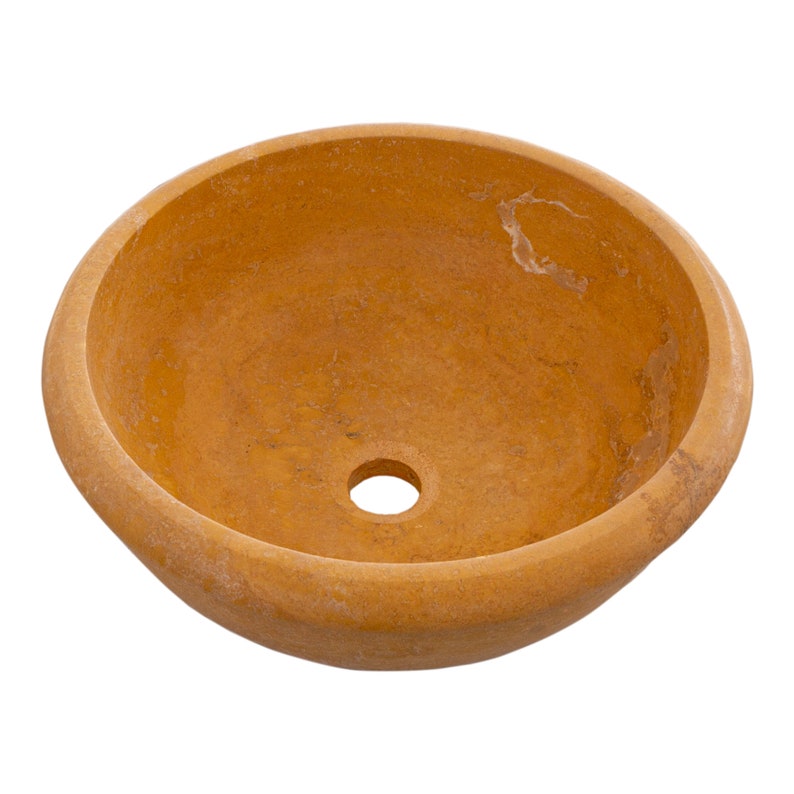 Golden Sienna Natural Stone Travertine Drop-in Vessel Sink Honed and Filled (D)16" (H)6" angle view