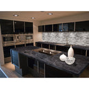 Gray cliff interlocking 12x12 glass stone mesh mounted mosaic tile SMOT SGLSIL-GRACLI4MM product shot kitchen view