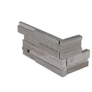 Gray oak panel 3D ledger corner 6X18 honed marble wall tile LPNLMGRYOAK618COR 3DH product shot multiple tiles close up view