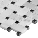 Greecian white basketweave 12X12 polished marble mesh mounted mosaic tile SMOT GRE BWP product shot profile view
