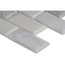 Greecian white beveled 12X12 polished marble mesh mounted mosaic tile SMOT GRE 2X4PB product shot profile view
