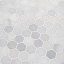 Greecian white hexagon 11.75X12 polished marble mesh mounted mosaic tile SMOT GRE 2HEXP product shot multiple tiles angle view