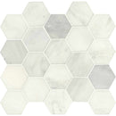 Greecian white hexagon 11.85X12.84 polished marble mesh mounted mosaic tile SMOT GRE 3HEXP product shot multiple tiles close up view