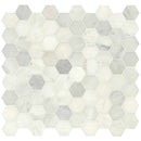 Greecian white hexagon 11.85X12.84 polished marble mesh mounted mosaic tile SMOT GRE 3HEXP product shot multiple tiles top view