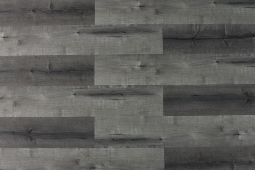 WPC Vinyl Rigid Core 7" Width 48" RL 8.5mm Thick, 1.5mm IXPE, Hamilton Grey, Bermuda Floors - Mazzia Collection plank top view