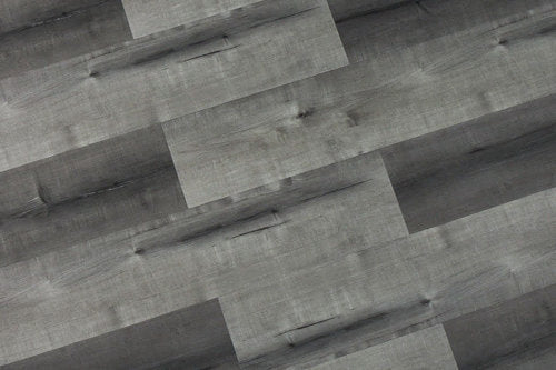 WPC Vinyl Rigid Core 7" Width 48" RL 8.5mm Thick, 1.5mm IXPE, Hamilton Grey, Bermuda Floors - Mazzia Collection plank profile view