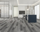 WPC Vinyl Rigid Core 7" Width 48" RL 8.5mm Thick, 1.5mm IXPE, Hamilton Grey, Bermuda Floors - Mazzia Collection office view