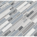 Harlow interlocking 12X12 glass stone metal mesh mounted mosaic tile SMOT-SGLSMTIL-HAR8MM product shot multiple tiles angle view