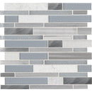 Harlow interlocking 12X12 glass stone metal mesh mounted mosaic tile SMOT-SGLSMTIL-HAR8MM product shot multiple tiles close up view